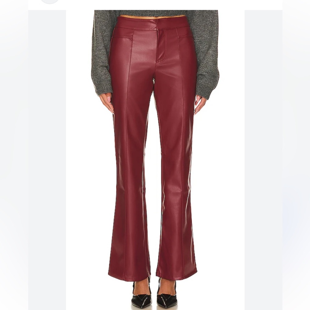 Free People We The Free Uptown burgundy faux bootcut leather pants FLAW